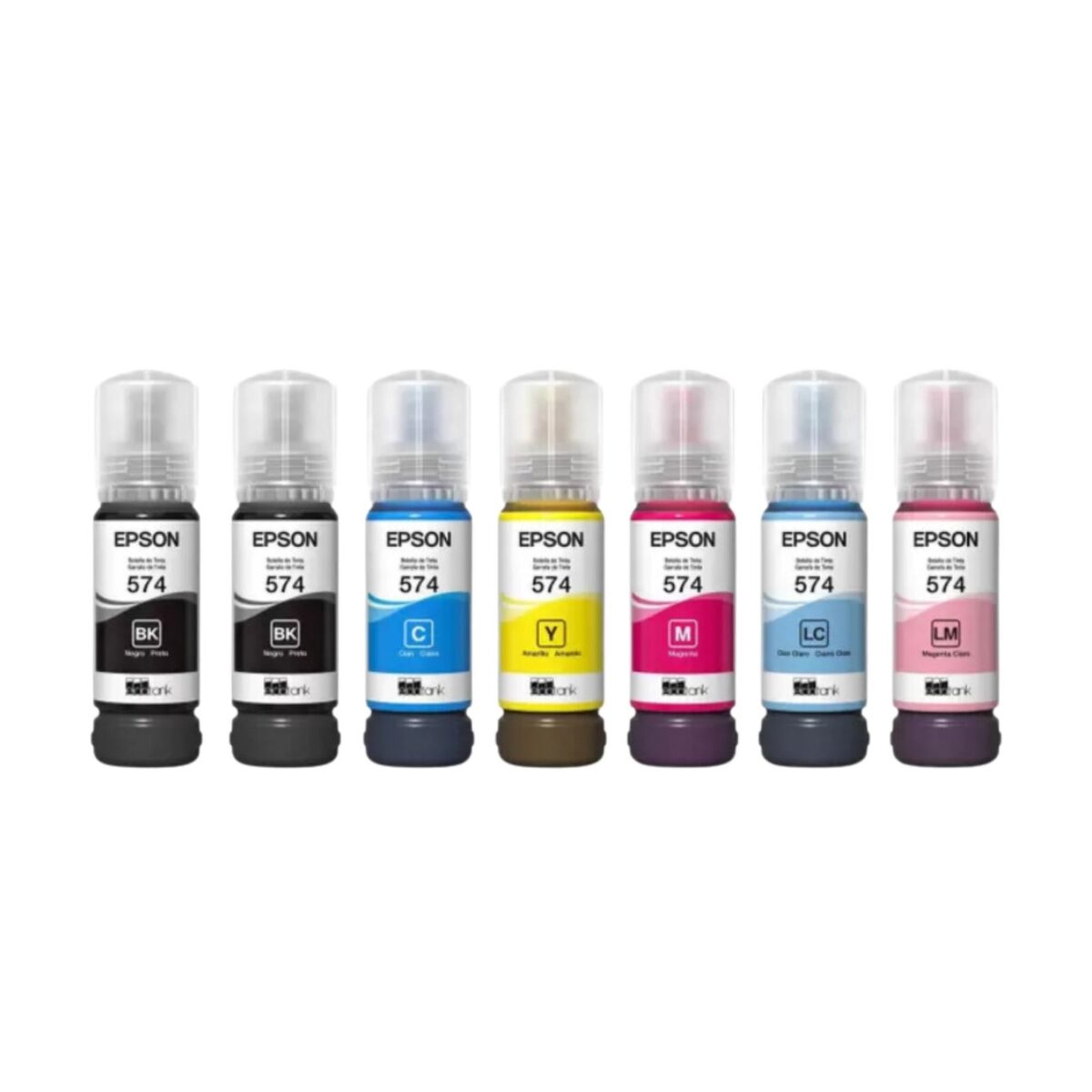 Kit com 7 refil de tinta Epson T574 L8050