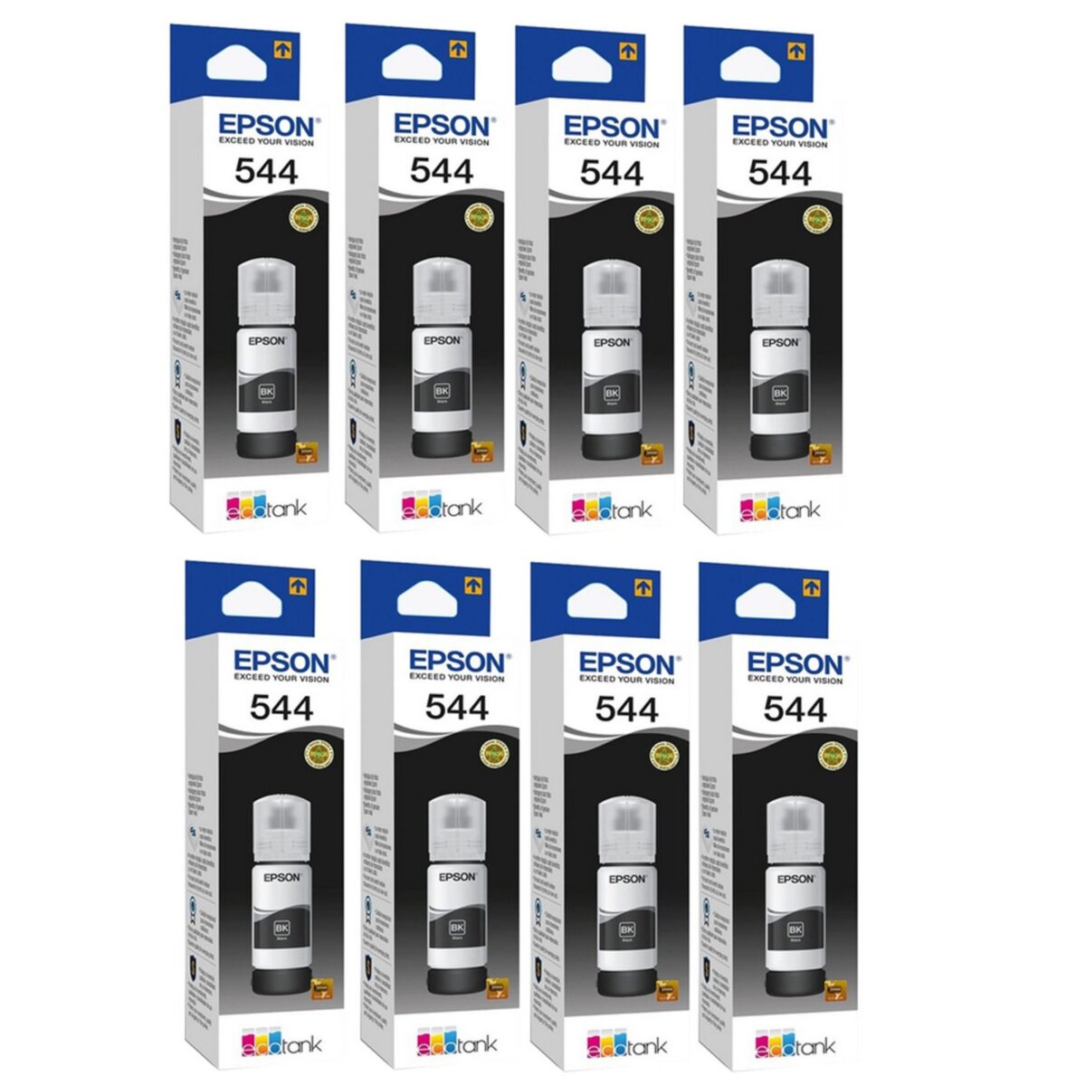 Kit 8 Refil Tinta Para T544 L3110 L3150 L3250 Preto