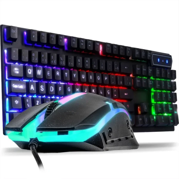 Kit Teclado Gamer Semi Mecanico, USB, RGB, 3200DPI, PC