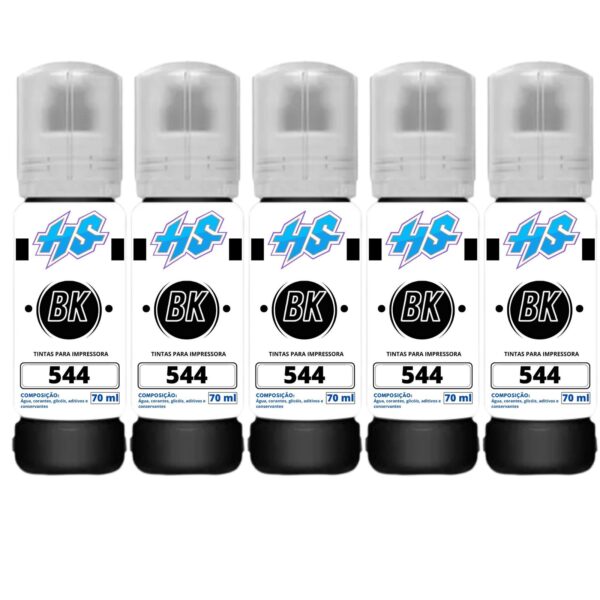 Kit 5 Refil Haddaway Store T544 70ml L3110 L3150 L3250 Preto