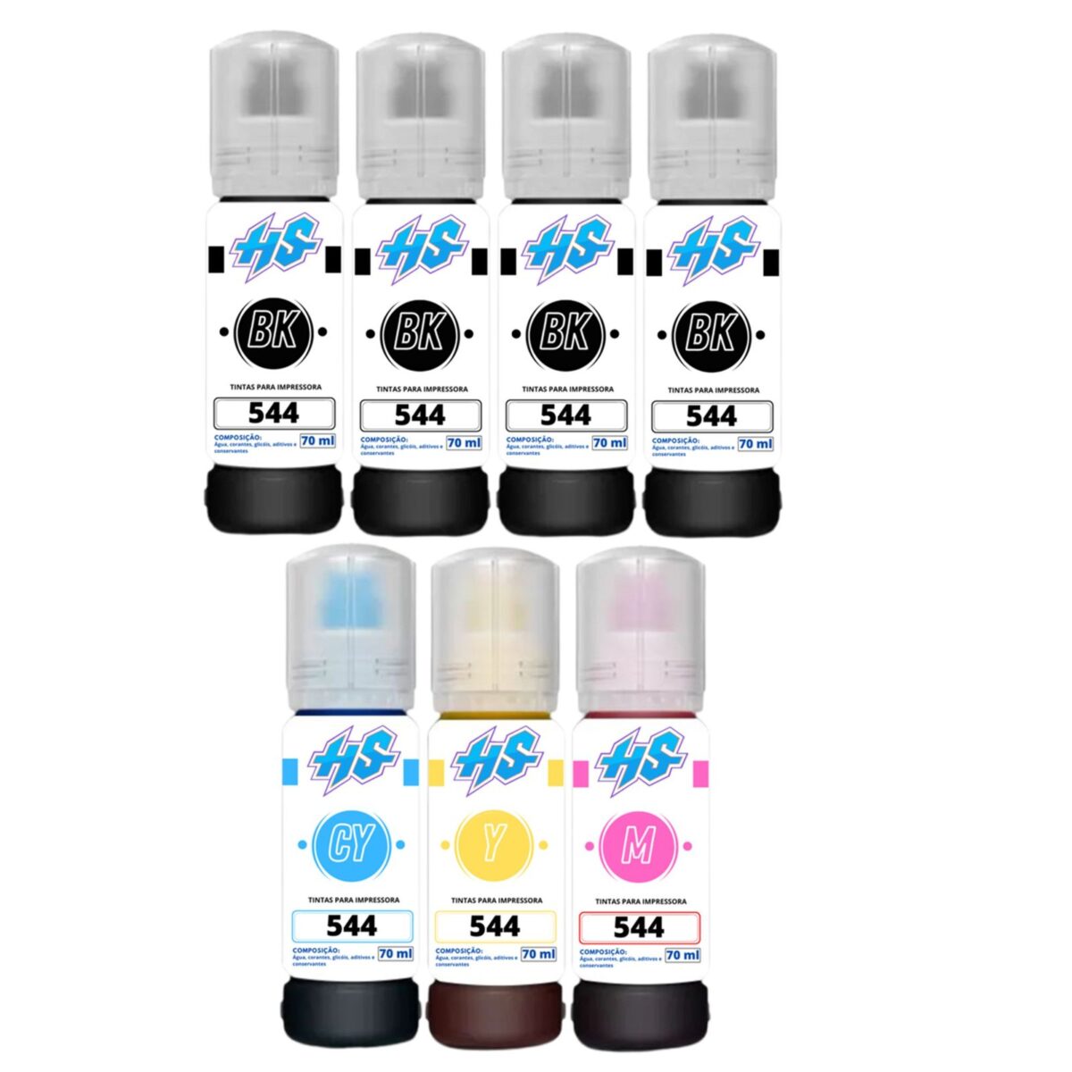 Kit 7 Refil para Epson T544 70ml L3110 L3250 L3150 B Y C M Haddaway Store