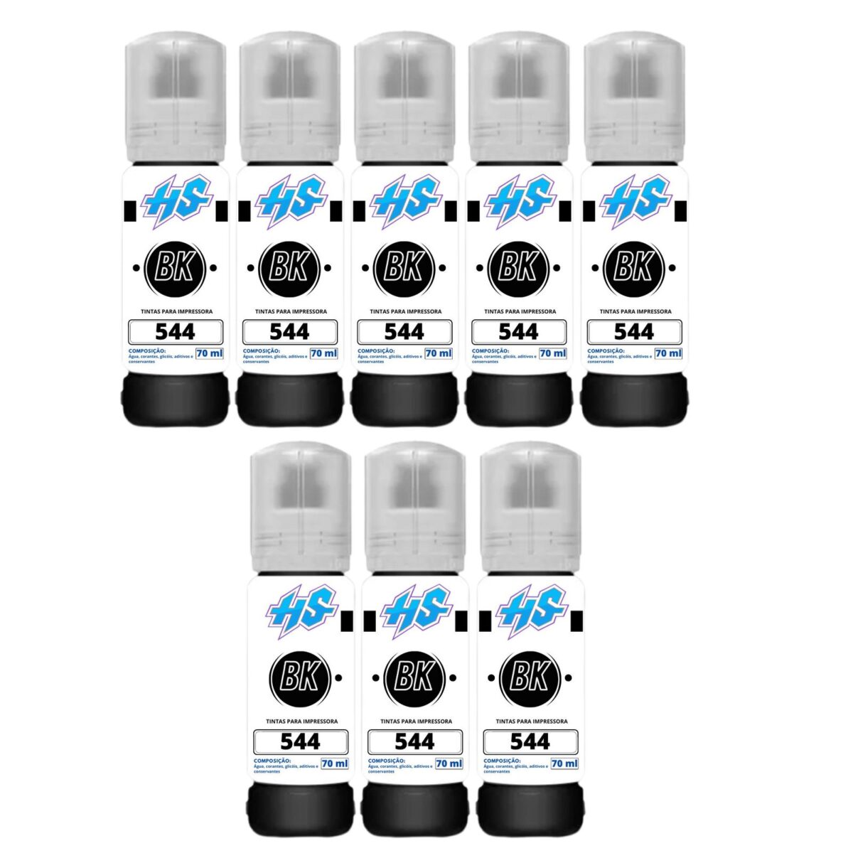 Kit 8 Refil para Epson T544 70ml L3110 L3150 L3250 Preto Haddaway Store