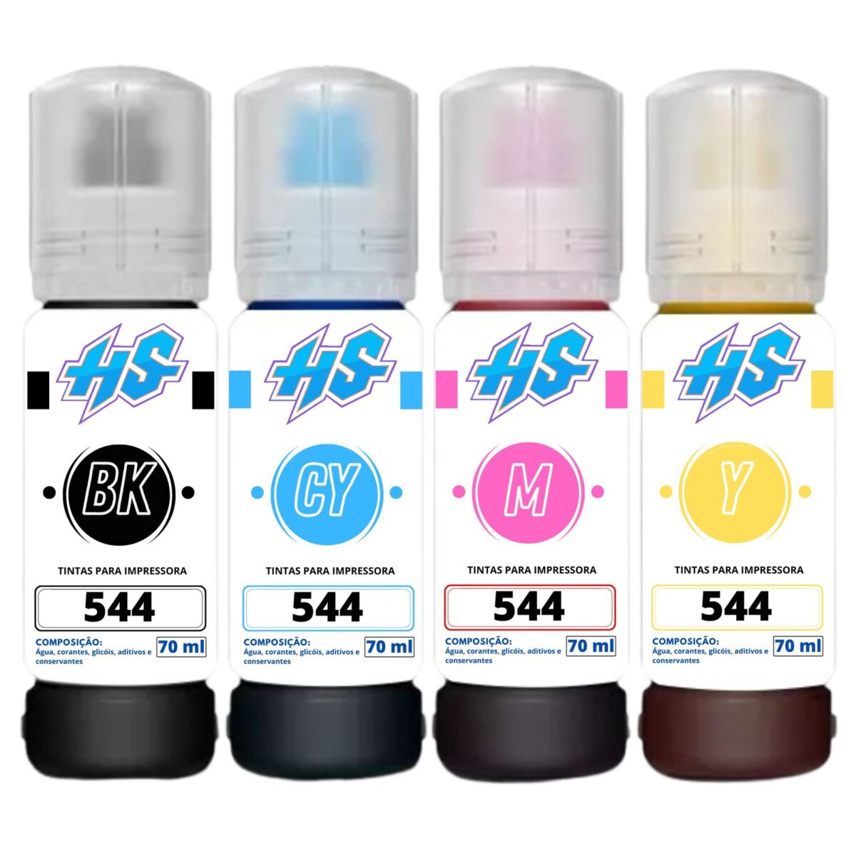 Kit 4 Refil para Epson T544 70ml L3110 L3150 L3250 BK C Y M Haddaway Store