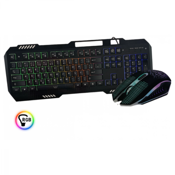 Kit de Teclado Semi Mecânico e Mouse Óptico com Iluminação RGB Gamer Altomex A-638