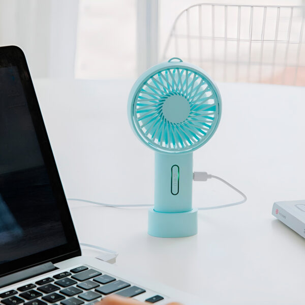 Ventilador Portátil Para Mesa Recarregável com Base Cor:Verde