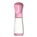 Garrafa Água Bebedouro Pet Passeio Com Trava Portátil 330ml Cor:Rosa