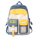 Mochila Juvenil Feminina Casual Cute Duo Passeio Cores:Amarelo com Azul