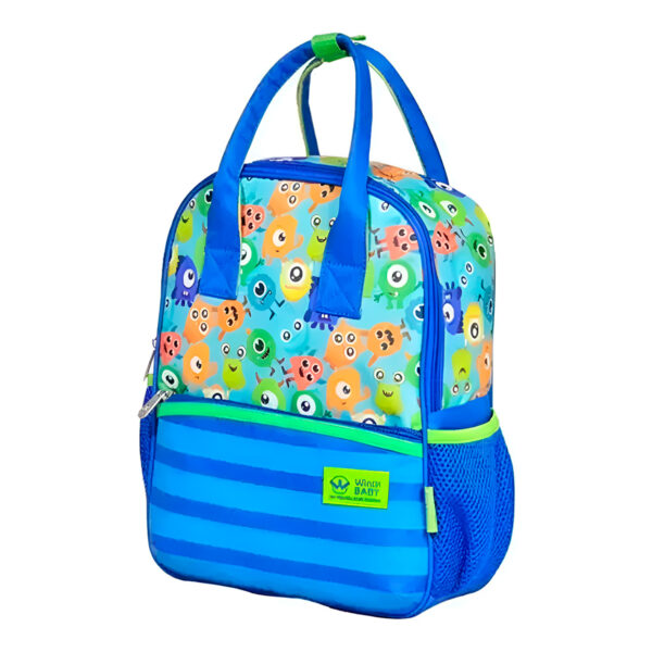 Mochila de Costas Bolsa Infantil Baby Masculina Monstrinhos Cor:Azul