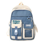 Mochila Juvenil Feminina Casual Cute Duo Passeio Cores:Azul com Branco
