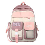 Mochila Juvenil Feminina Casual Cute Duo Passeio Cores:Roxo com Rosa