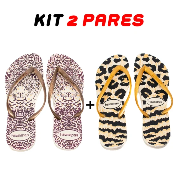 Kit 2 Chinelos Havaianas Femininos Estilo Onça