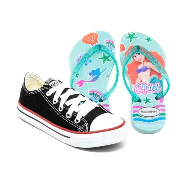 Kit Menina Tênis Infantil All Star + Chinelo Infantil Personagens