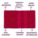 Kit 4 Toalhas de Banho e Rosto Luxo Grossa Cores Vibrantes 100% Algodão Alta Absorção - Imagem 5