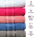 Kit 4 Toalhas Banho Bordadas Luxo Grossa 100% Algodão Alta Absorção Cores Lindas - Imagem 3