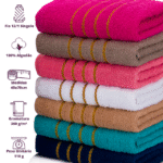 Kit 4 Toalhas Luxo Bordado Dourado 100% Algodão Alto Absorção Rosto - Imagem 4