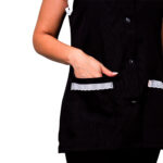 Kit 2 Avental Bata Oxford Liso Frente e Costa Com 2 Bolsos Preto - Imagem 4