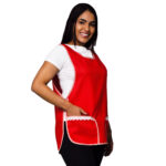 Kit 2 Avental Bata Oxford Liso Frente e Costa Com 2 Bolsos Vermelho - Imagem 2
