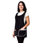 Kit 3 Avental Bata Oxford Liso Frente e Costa Com 2 Bolsos Preto