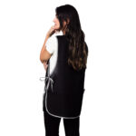 Kit 3 Avental Bata Oxford Liso Frente e Costa Com 2 Bolsos Preto - Imagem 2