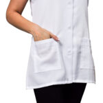 Kit 3 Avental Bata Oxford Liso Frente e Costa Com 2 Bolsos Branco - Imagem 4