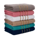 Kit 5 Toalhas Luxo Bordado Dourado 100% Algodão Alto Absorção Rosto