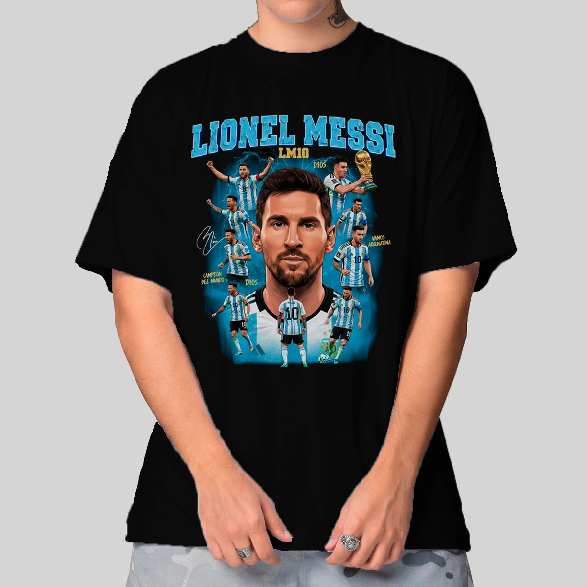 Camiseta Masculina Oversized D3 Estilo Messi Argentina Camiseta Masculina Oversized D3 Estilo Messi Argentina