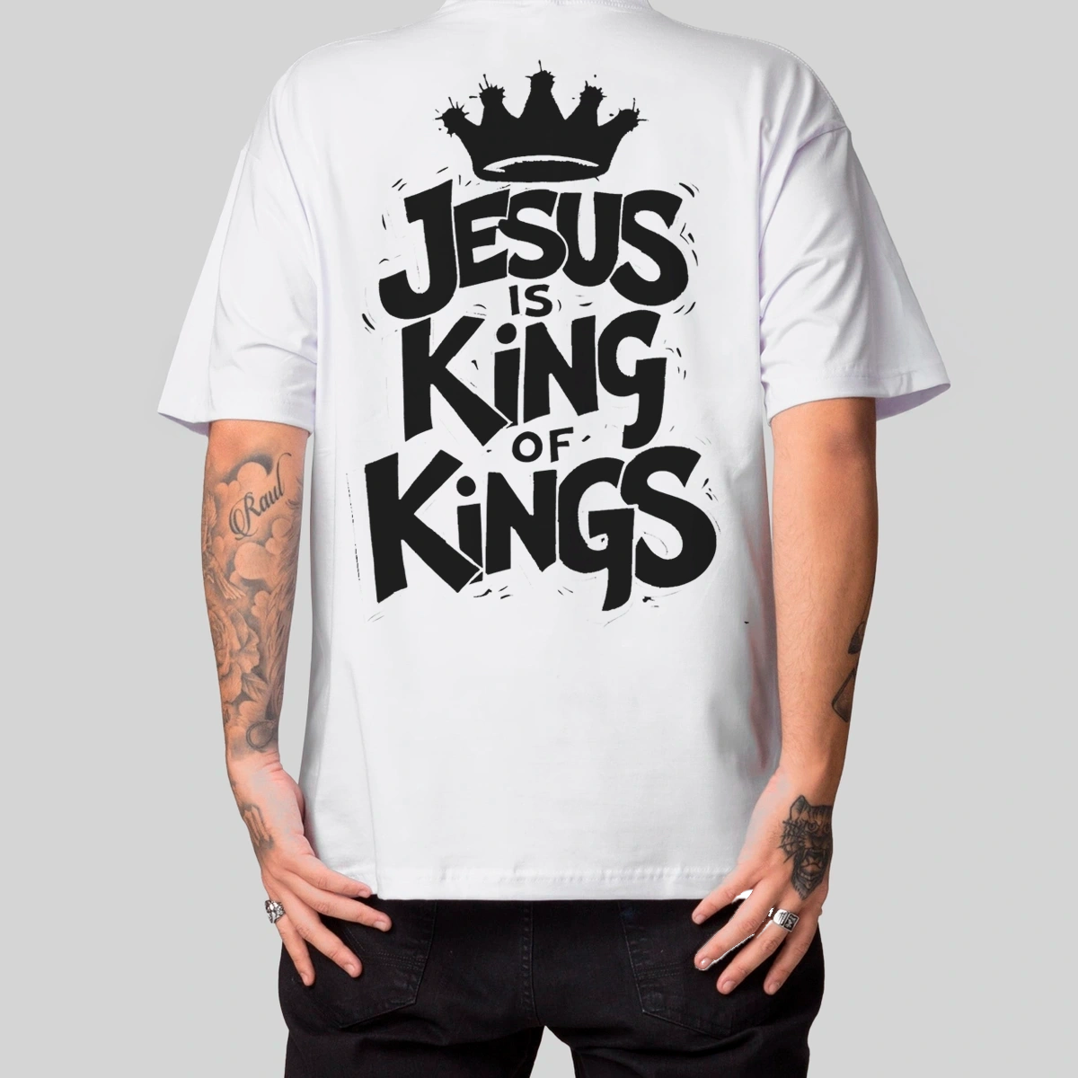 Camiseta Masculina Oversized Jesus is King Estilo e Conforto Camiseta Masculina Oversized Jesus is King Estilo e Conforto