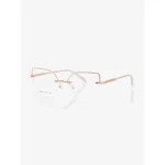 Óculos Feminino Rosé Semi Rimless Leve Elegante Armação Metal Delicada Clássica - Imagem 3