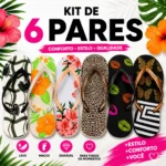 Kit 6 Chinelos Feminino Varias Estampas - Imagem 20