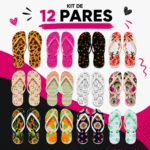 Kit 12 Pares Chinelos Femininos Variados - Imagem 2