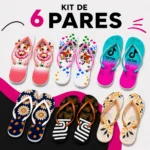 Kit 6 Chinelos Feminino Variados - Imagem 3